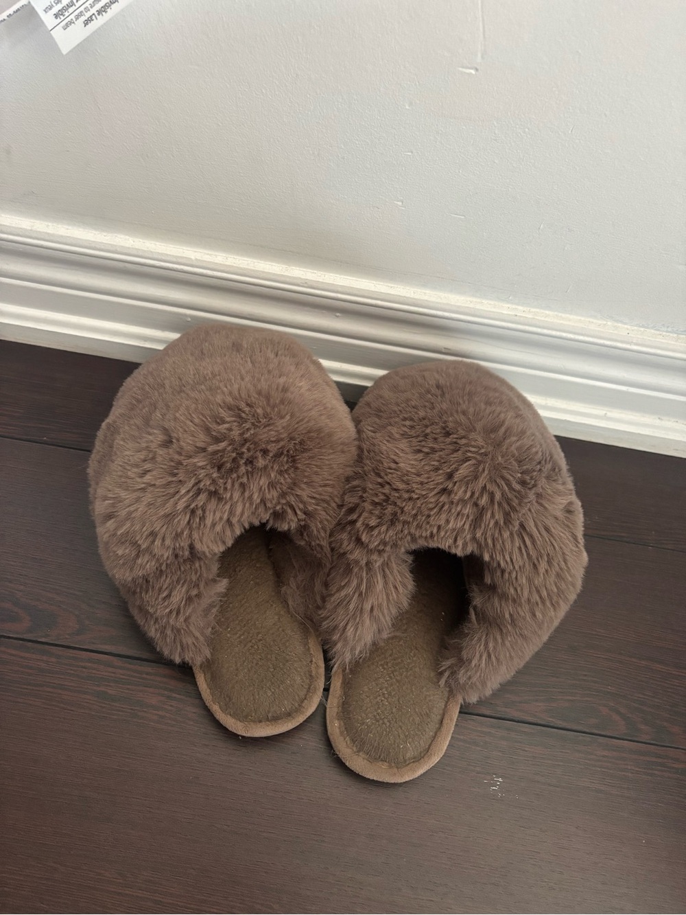 Plush Brown Faux Fur Slip-On Flats